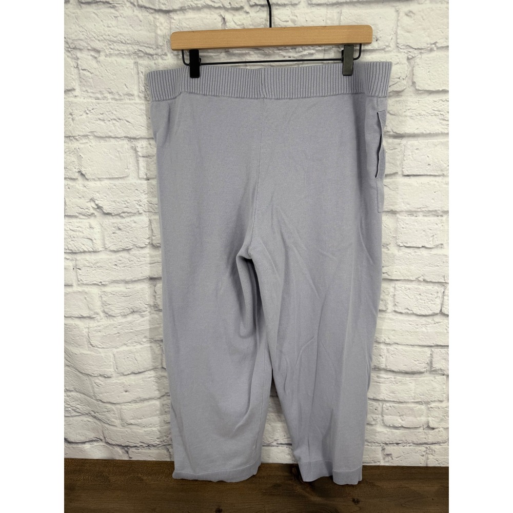 Soma 24/7 Cropped Sweater Pants Periwinkle Blue Cotton Knit Wide Leg Crop XL - Picture 6 of 11